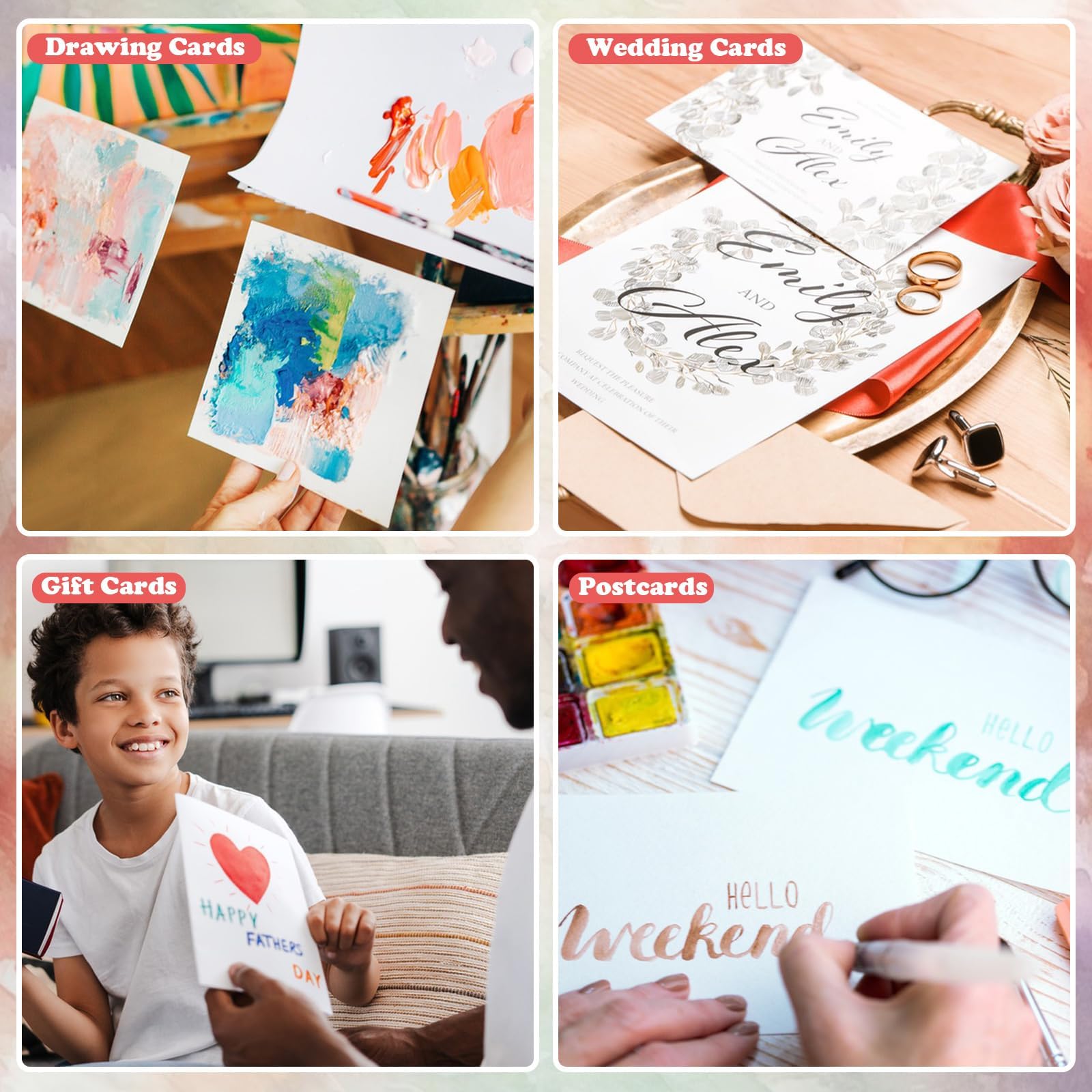 Blanko-Aquarellkarten mit Umschlägen, 300 g/m², schwere Baumwoll-Aquarell-Papierkarten, 10,2 x 15,2 cm, faltbare Aquarell-Postkarten mit Umschlägen für Grußkarten, Geburtstag, Hochzeit, Einladungen,