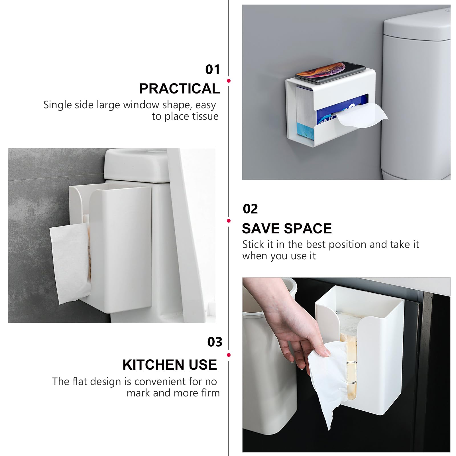 UPKOCH Wall Mounted Paper Towel Dispenser - White Plastic - 19 x 13.2 x 8.2 cm, 13.2*19cm - Image 2