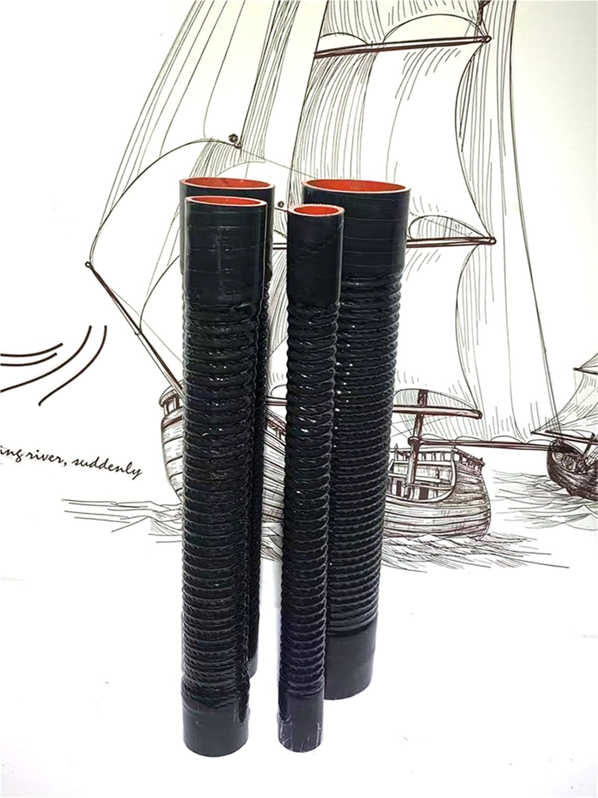Mod silnik wąż chłodzący Wąż silikonowy ID30-100mm, długość 700mm, czerwony, do wlotu powietrza, chłodnicy, wysokich ciśnień, Atureauto(Black ID95X700MM)