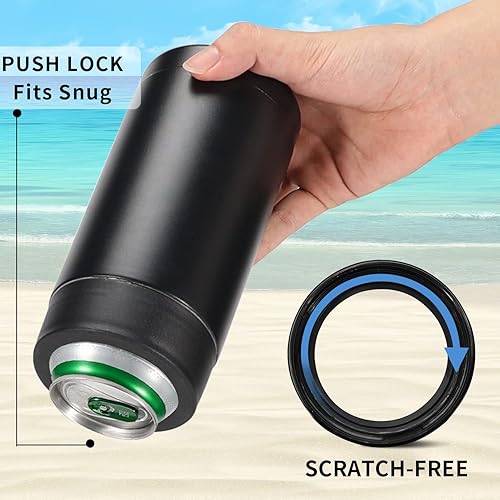 Miniatura 3 de OJOJ - Enfriador de latas aislado de 12 onzas, doble pared, aislado, de acero inoxidable, soporte para latas de cerveza