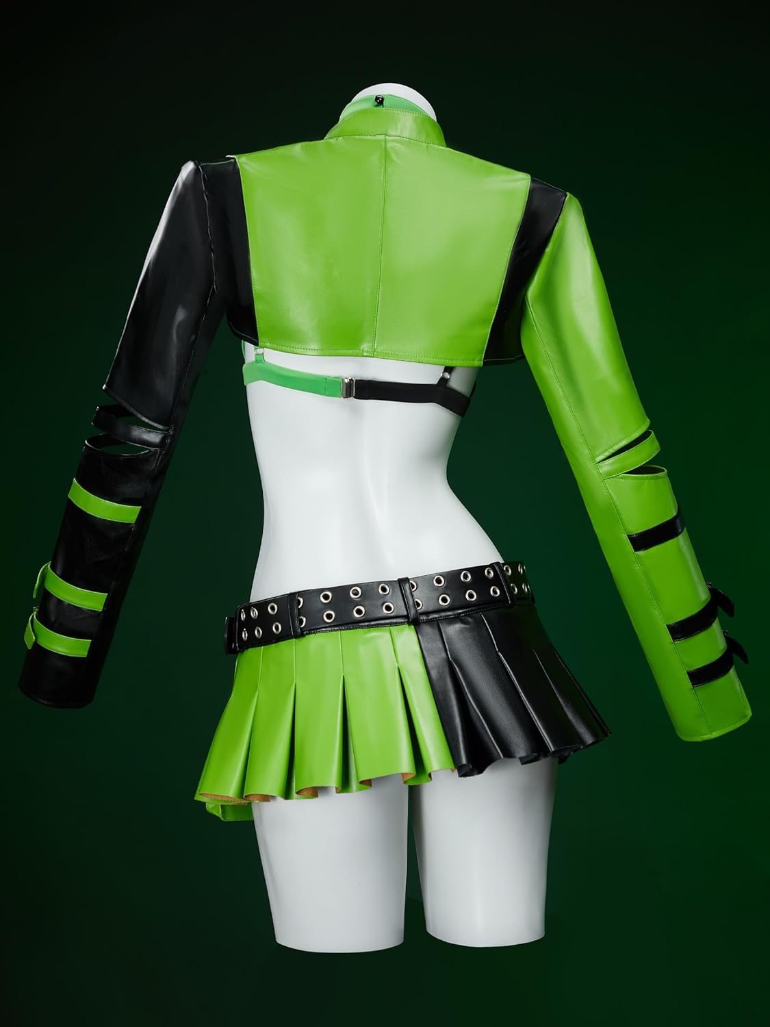 MEOWCOS Women's Top Coat Skirt Set with Choker and Belt Halloween Cosplay Costume - Image 3