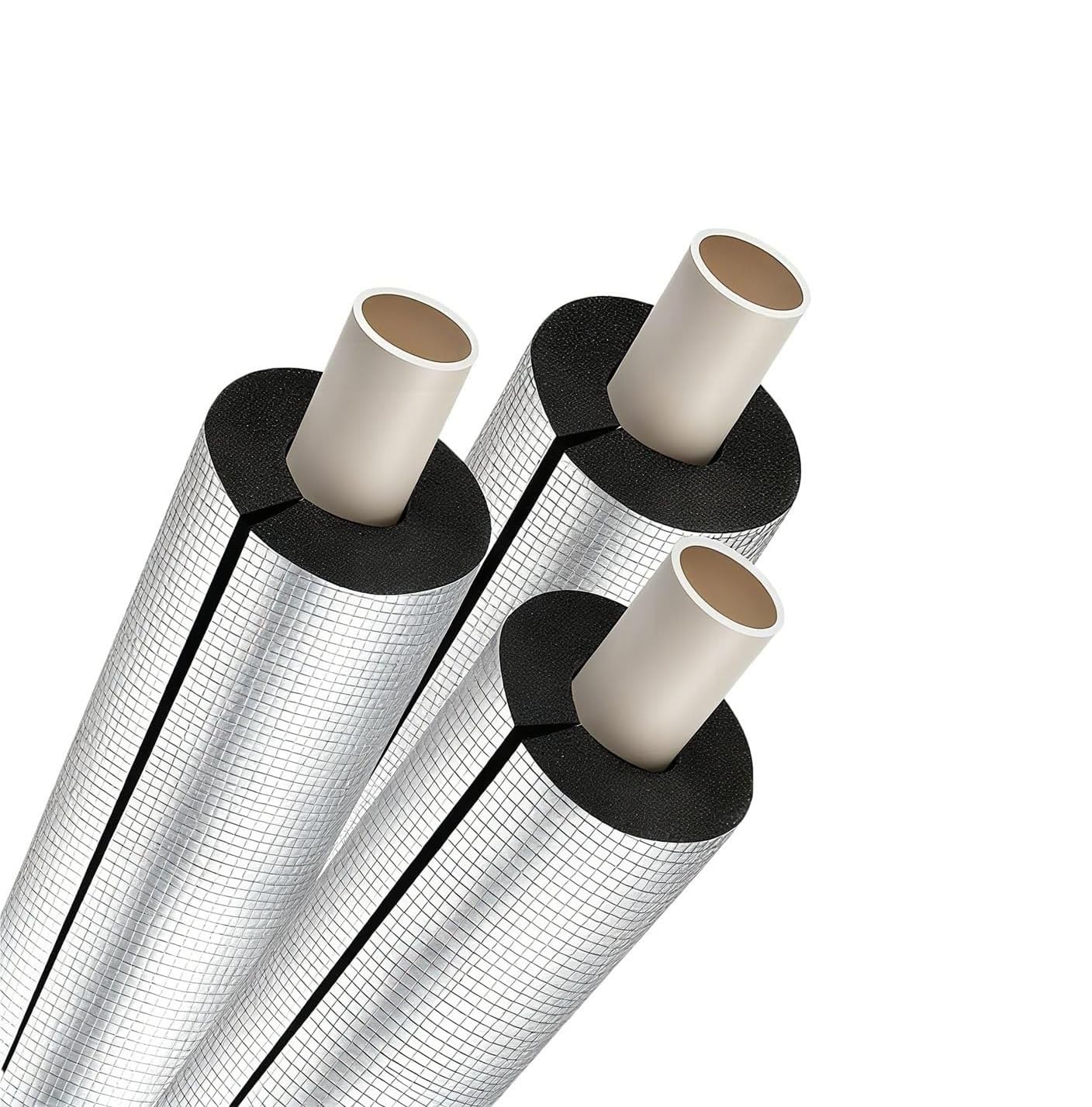 Tubo de espuma aislante de papel de aluminio, envoltura de tubo autoadhesiva, 1 pieza(ID 8″xT 3/4″)