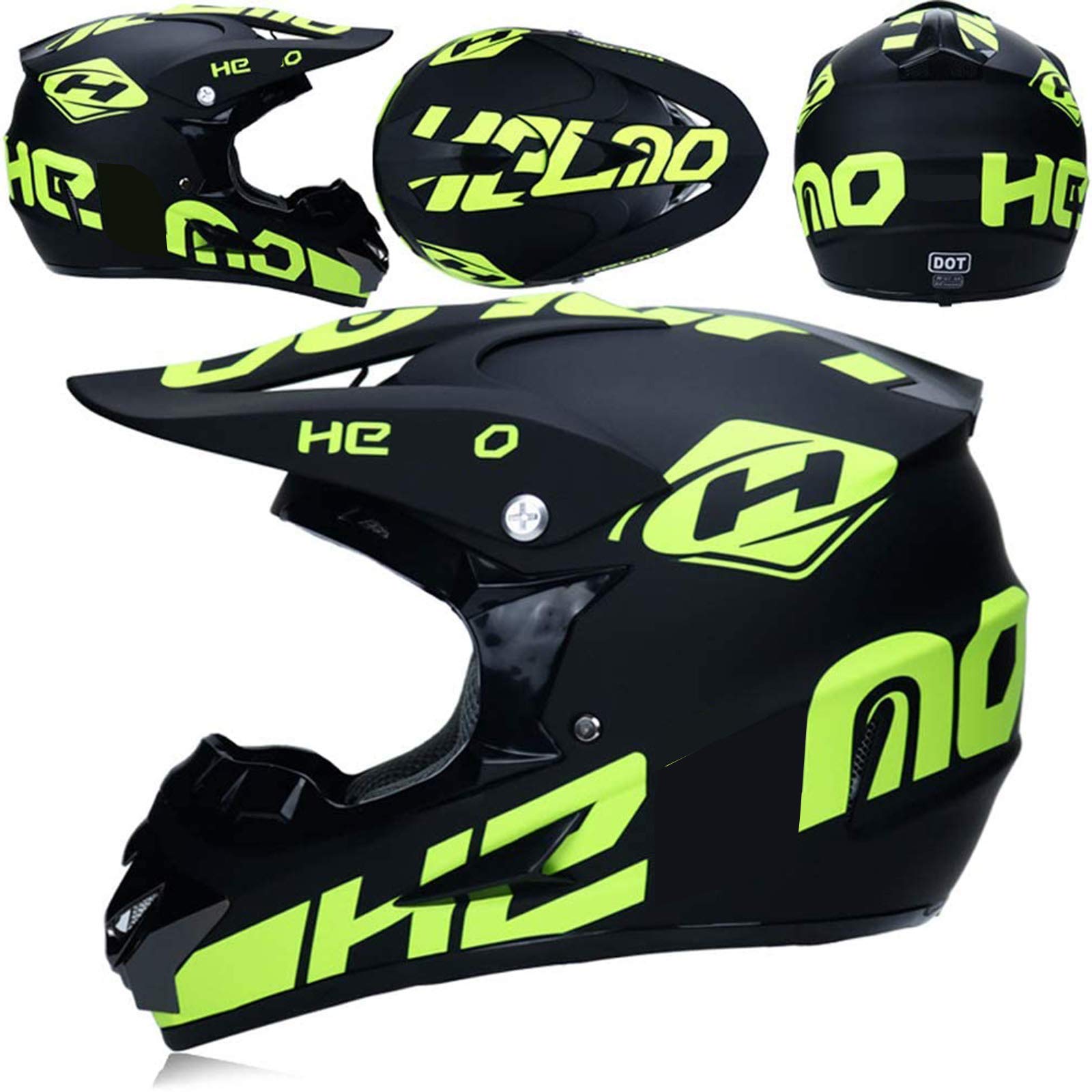 Casco da Motocross, omologato DOT, Casco da Fuoristrada per Bambini Casco da Motociclista per Adulti Casco Integrale da MTB Set, per Downhill Quad Bike Enduro Racing Dirt Bike (S/M/L/X