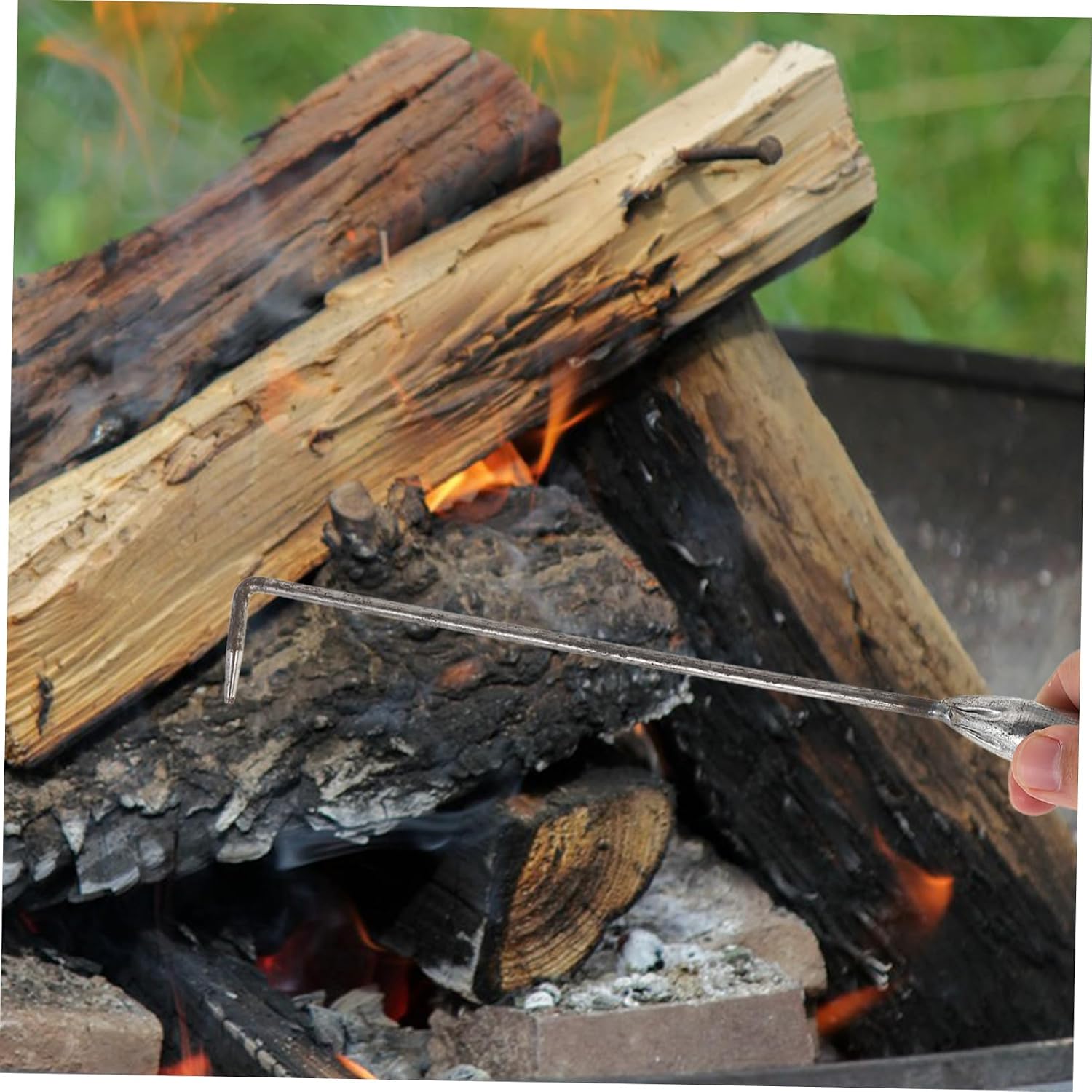 Ciieeo Iron Fire Poker Fireplace Hook with Long Handle for Ash Removal