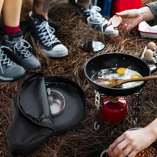 Miniatura 7 de Hemoton Bolsa de sartén de hierro fundido, bolsa de chef resistente, para acampar al aire libre, utensilios de cocina, organizadores de