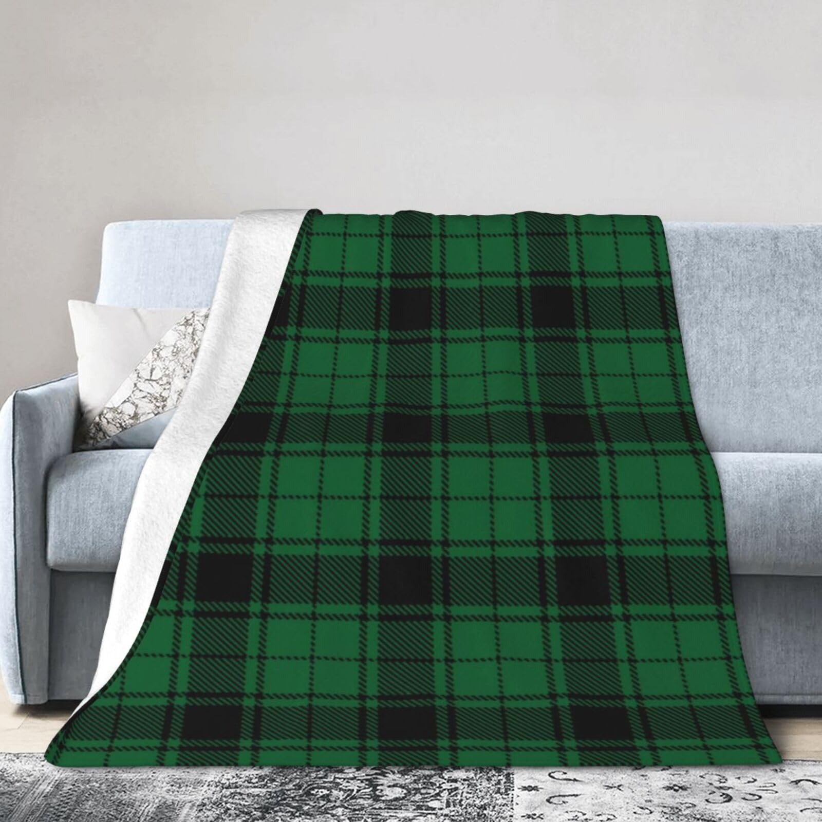 ERTDFXCV Scottish Tartan Plaid Green Blanket 50"x40"