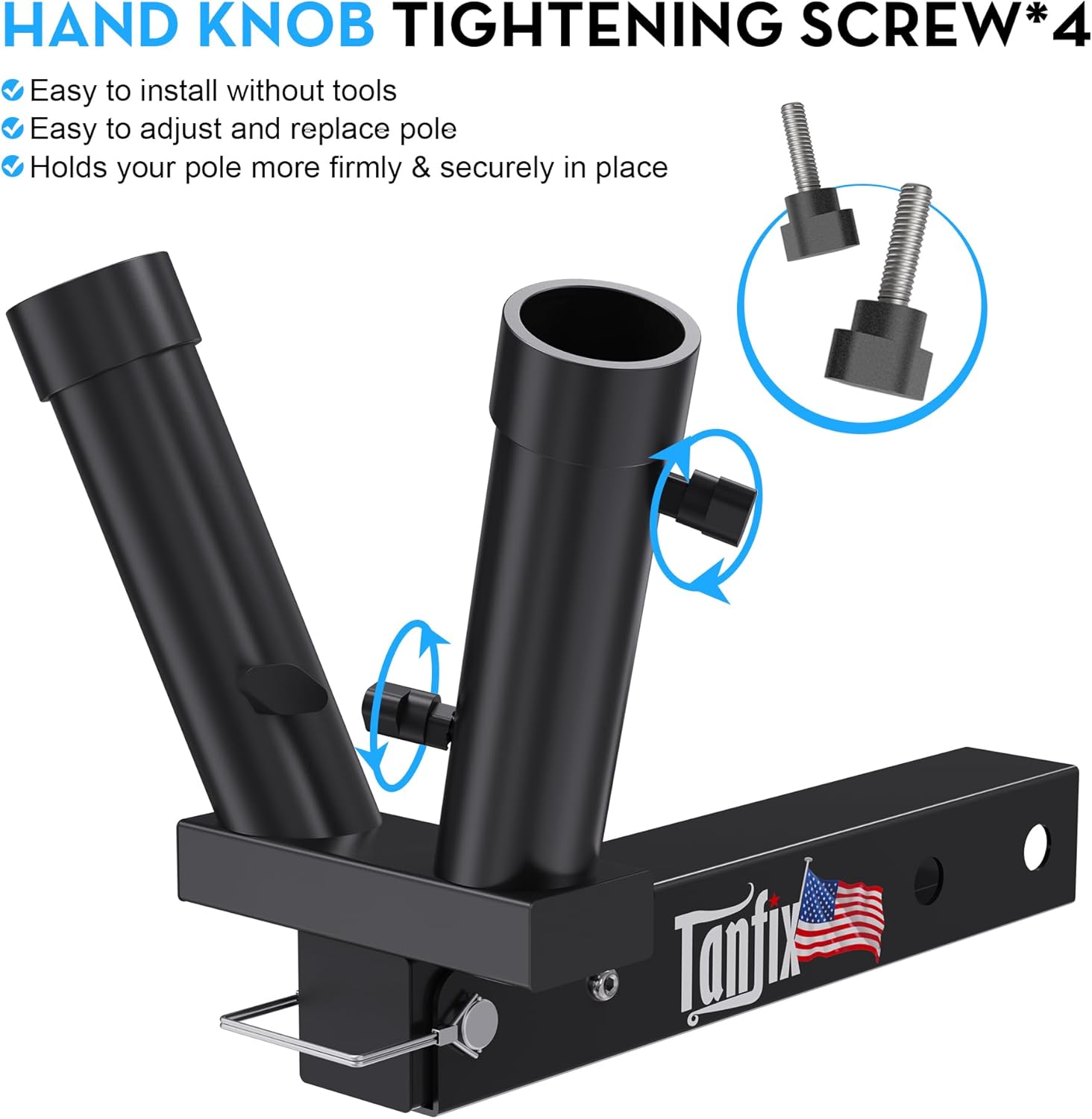 Foldable Double Hitch Mount Flagpole Holder | All Metal Heavy- Duty, Fits Standard 2" Trailer Hitch, Compatible with Jeep, Truck, SUV, RV, Pickup, Camper Trailer (Double Flagpoles) - Image 3