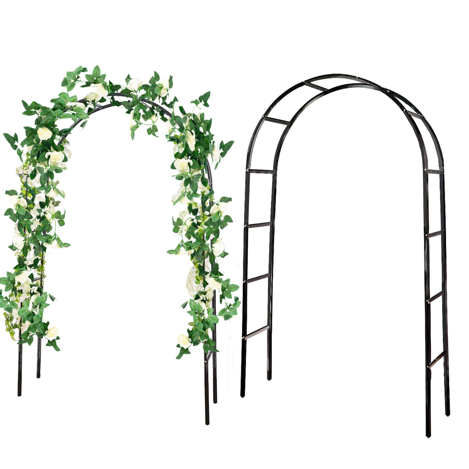 LIWEGHT 7.9Ft Metal Garden Arch, Garden Trellis for Climbing Plants, Outdoor Wedding Garden Arch Bridal Party Decoration, Assemble Freely 2 Sizes, Black