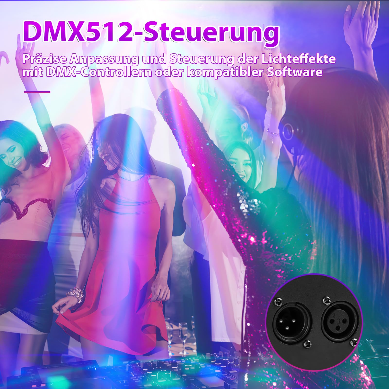 Luce da discoteca, T115 luce per feste, con luce LED RGB, proiettore da DJ, controllo musicale, luci DMX, per KTV, riunioni di famiglia, matrimoni, compleanni, Halloween