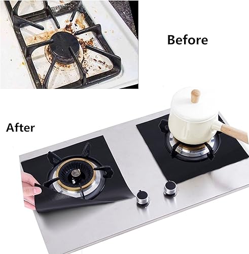 Miniatura 6 de Juego de 10 cubiertas para quemadores de estufa de gas reutilizables de 0.008 in de grosor doble para cocina y cocina (negro, paquete de 10)
