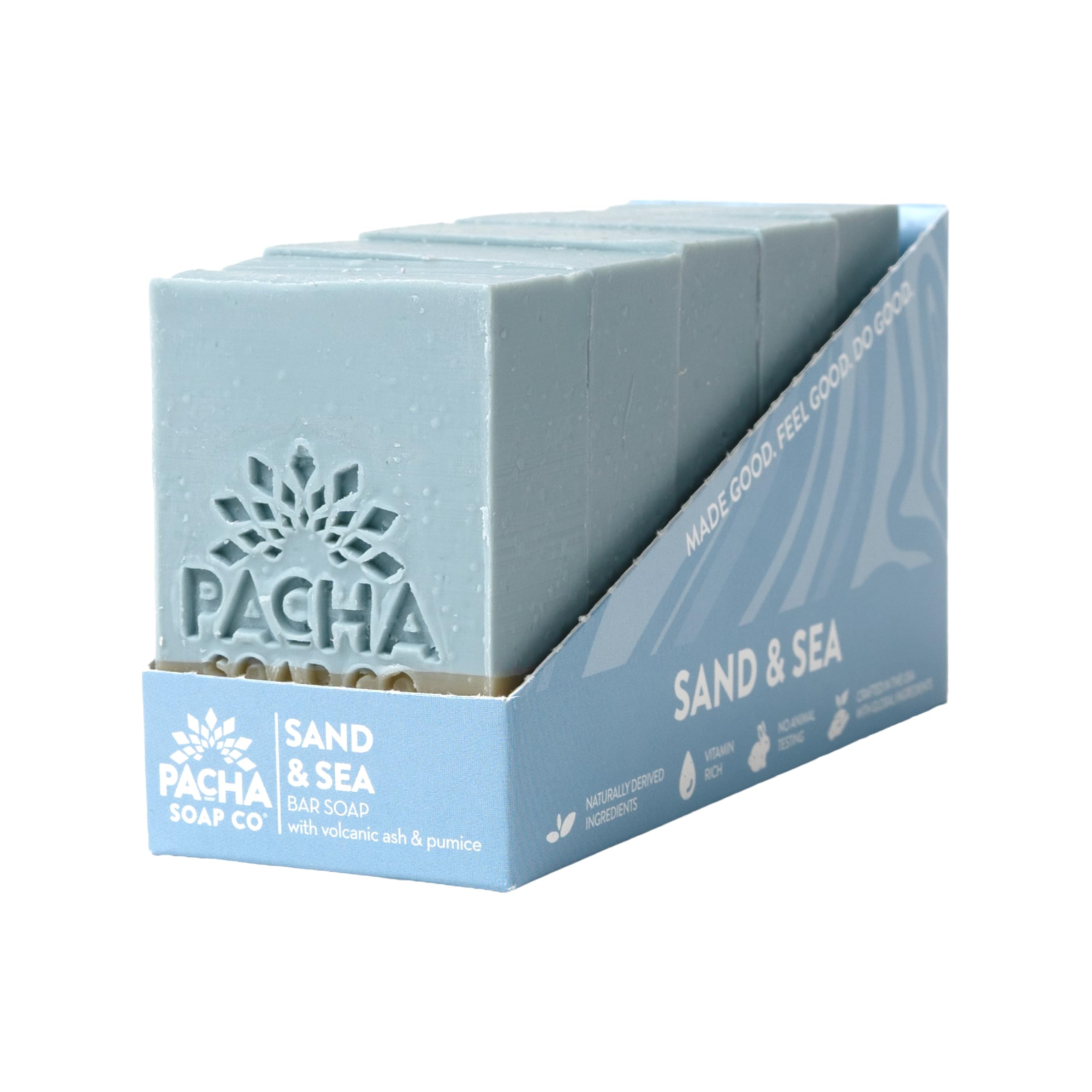 Pacha Soap Co Sand Sea Bar Soap - Sea Salt Scent Volcanic Ash Pumice Exfoliating Hydrating Body and