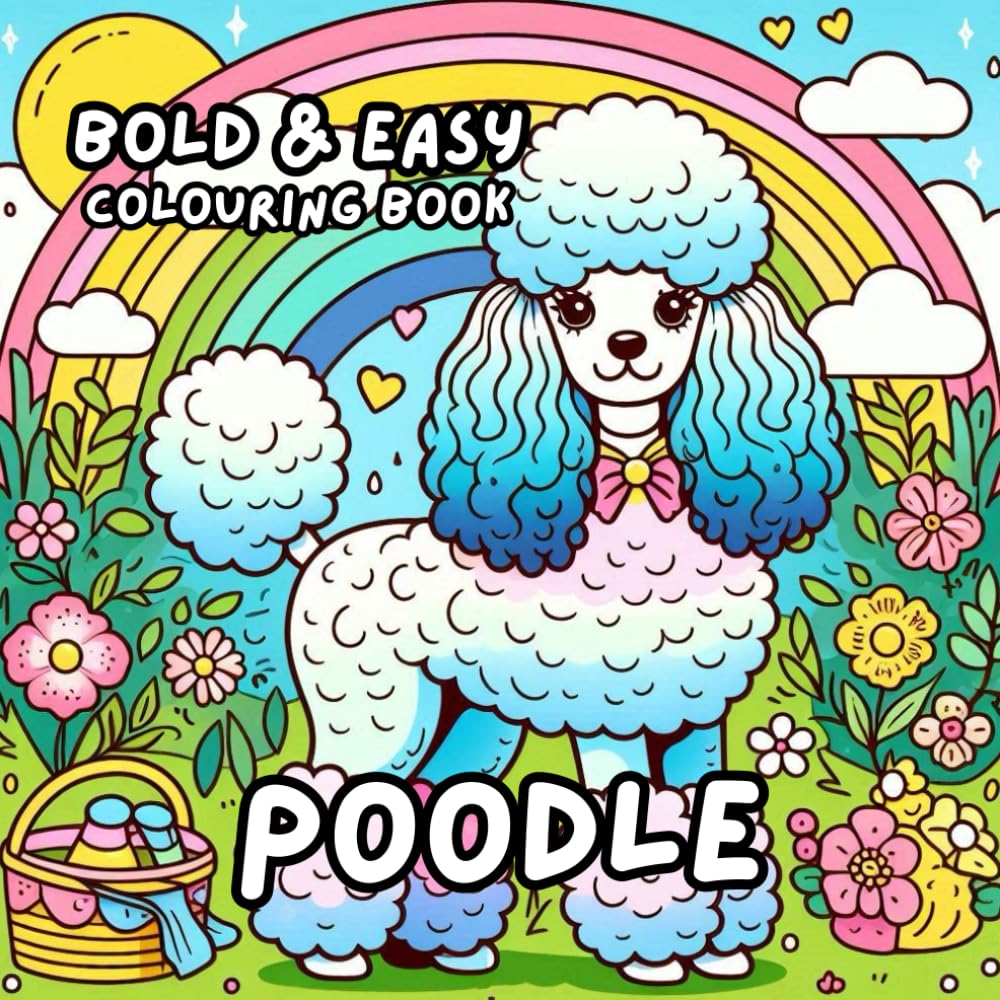 POODLE COLOURING BOOK: for Adults and Kids, Bold and Easy, Simple and Cute Designs for Relaxation 50 different illustrations - 8.5 x 8.5 size (BOLD & EASY COLOURING BOOK COLLECTION)