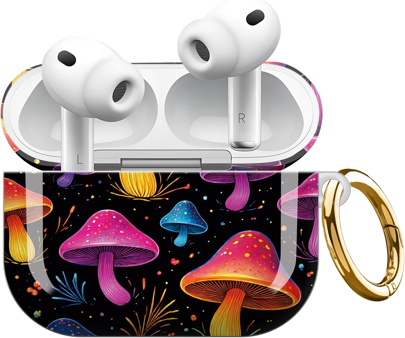 Compatible with AirPod Pro 3 Case,Shockproof Protective Cover with Keychain, Wireless Charging Case Perfect for Women, Trendy Design for AirPod Pro 3rd Generation(Colorful Mushrooms)