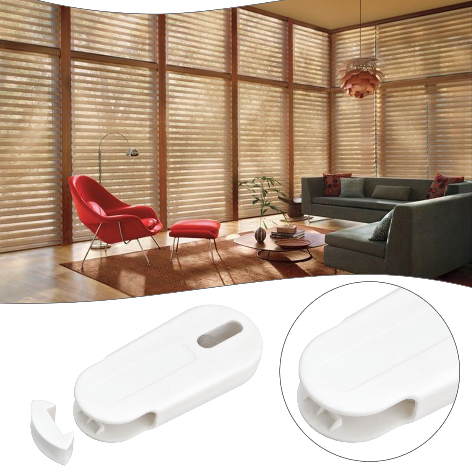 The Lord of the Tools 2 Sets of Curtains Cord Tensioner Compatible with Hunter Douglas Compatible with Levelor for Required on Shades Traversing Panels and Window Treatment White - Image 3