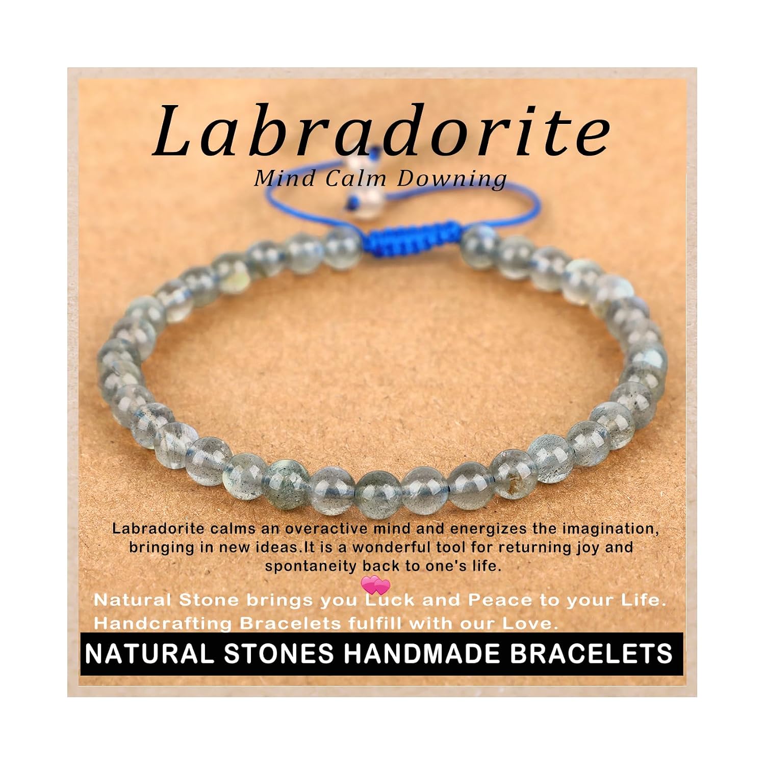 AD Beads Handcrafted Beaded Macrame Bracelet Stylish Customizable Jewelry for Men and Women Protection Healing Gemstone for Balance Wellness Positive