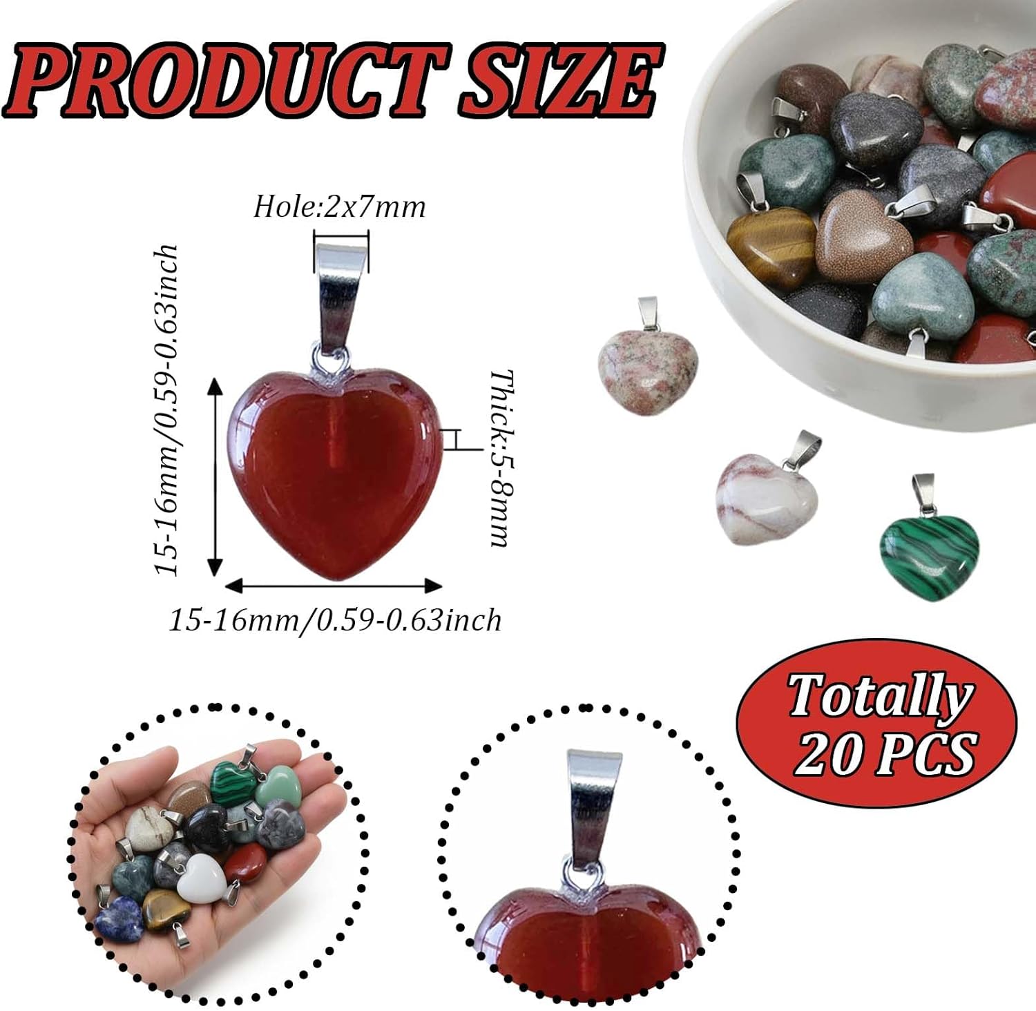 Agate heart-shaped pendant - Image 3