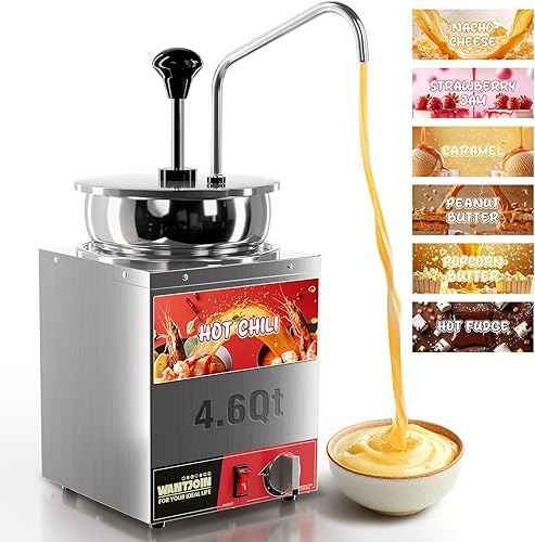 Miniatura 11 de WantJoin Dispensador de queso para nachos con bomba - 2.6 Qt de queso con bomba de acero inoxidable, control de temperatura de 86-185°F, calentador