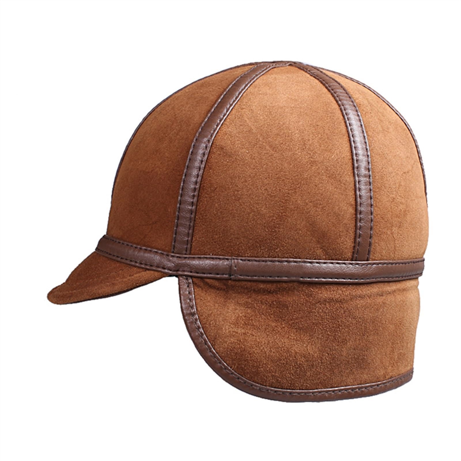 Cappello Bomber da Uomo Invernale Caldo con Protezione for Le Orecchie da Uomo in Vera Pelle di Pelliccia Sintetica all'Interno di Berretti da Neve in Pelle di Pecora Marrone(L(55cm56cm))
