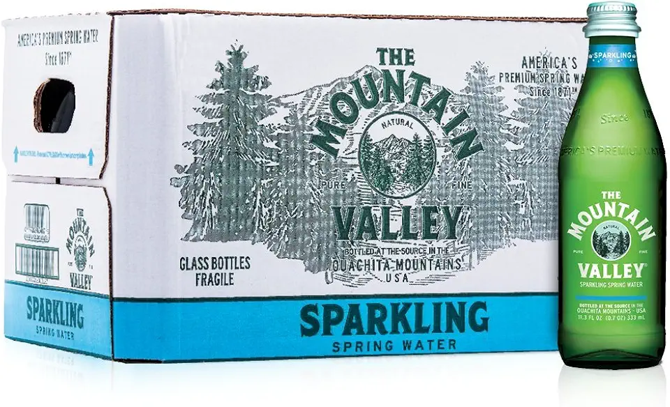 Mountain Valley Sparkling Water, 333 mL Glass Bottles (Pack of 24)