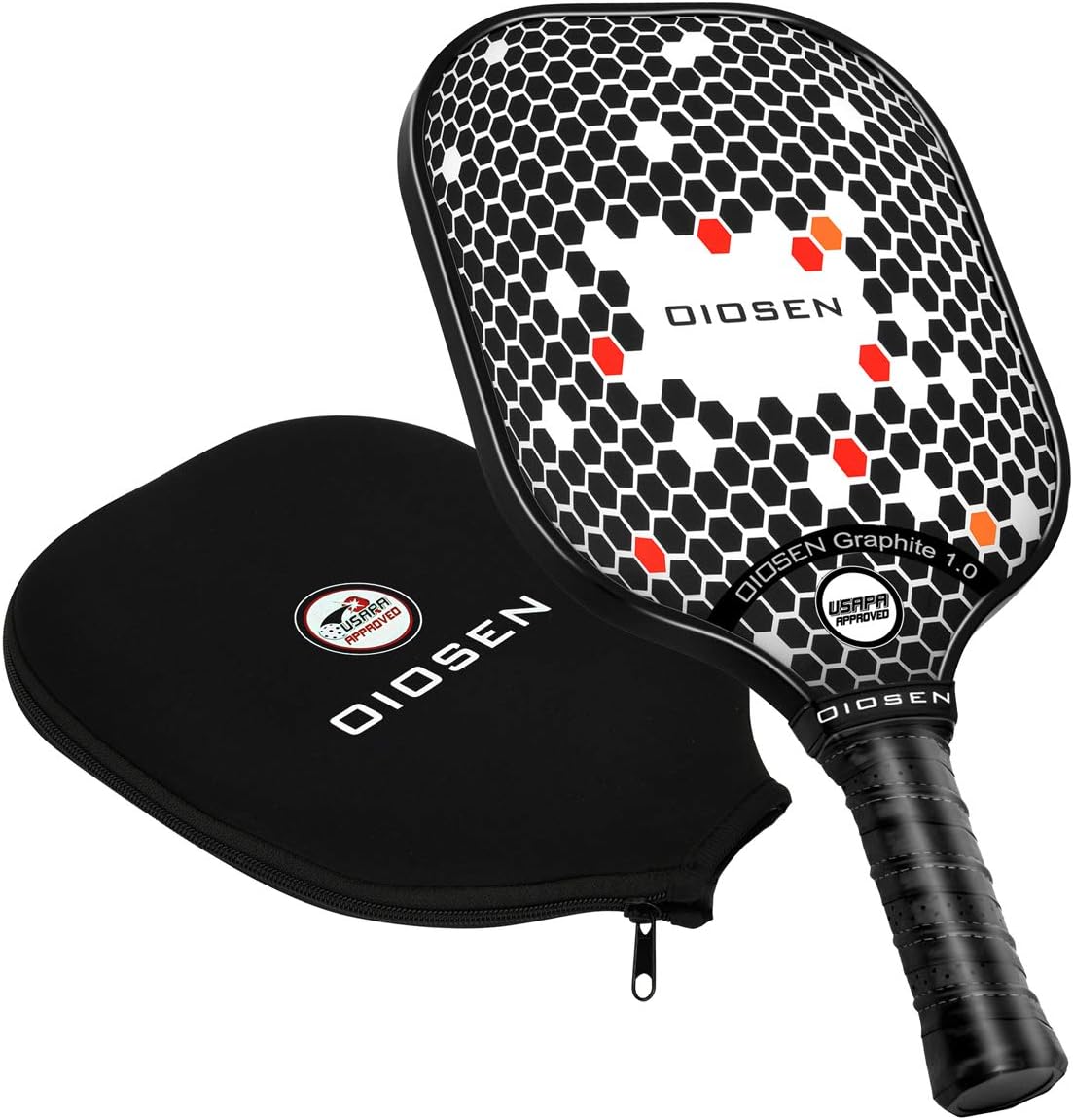 OIOSEN Graphite 1.0 USAPA Approved Pickleball Paddle - Polypropylene Honeycomb Core and Graphite Carbon Fiber Face with Portable Paddles Cover Case