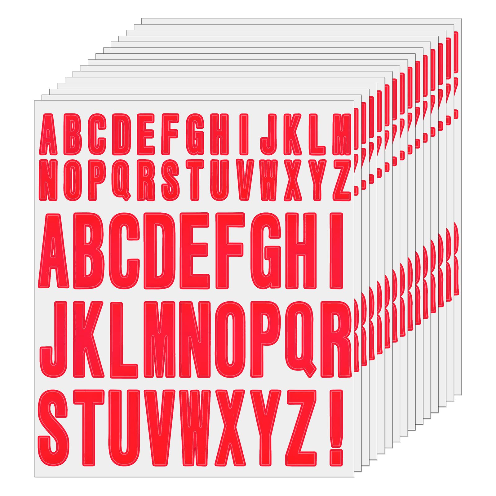 FINDAT 30 Sheets 1560 PCS Red Letter Stickers 25 mm 45 mm Vinyl