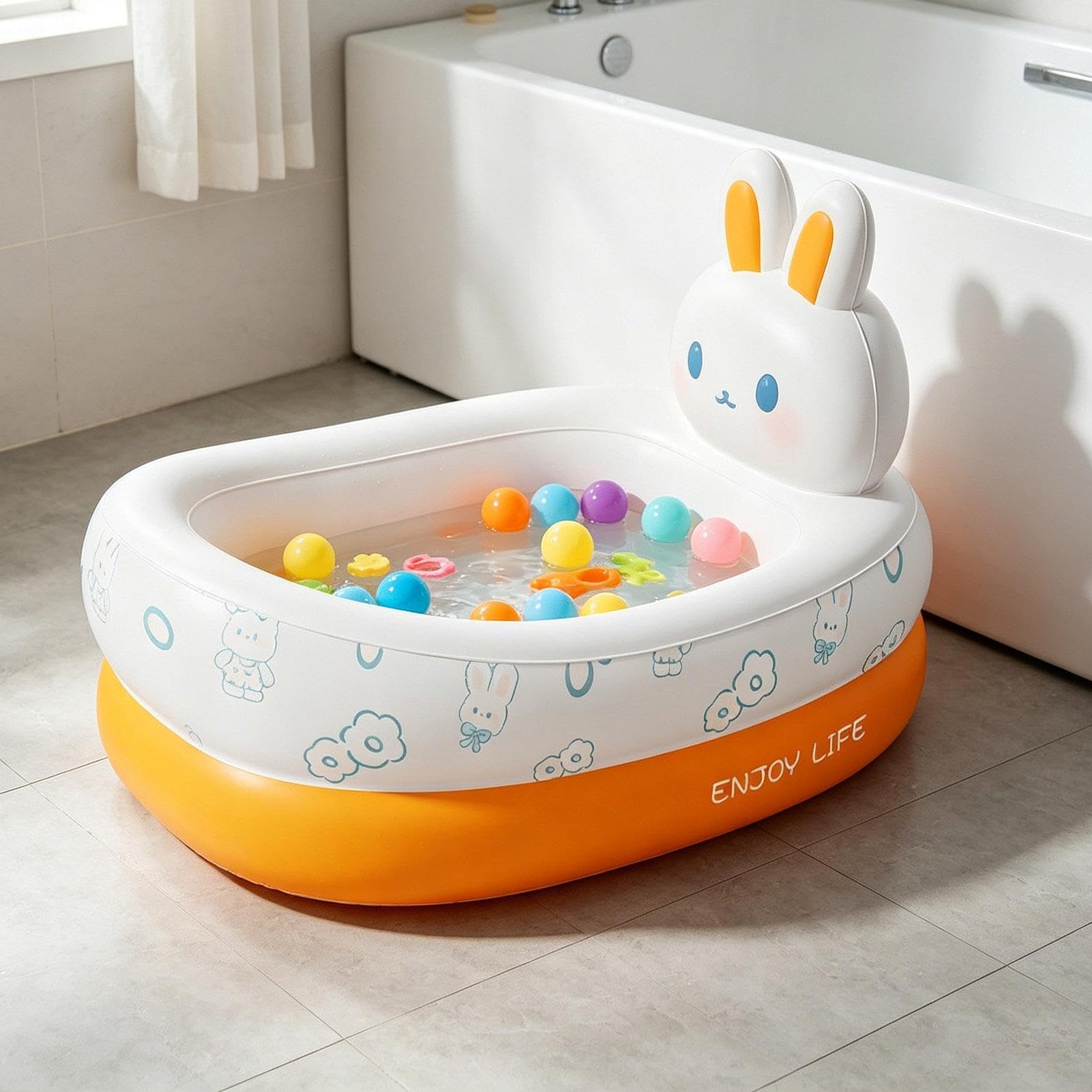 Piccola Piscina per Bambini | Divertente Pieghevole Dinosauro Coniglio - Piscina Estiva Per Bambini E Tana Palline | Da Interno ed Esterno, Bagno, Terrazzo, Balcone, Giardino, Acquatico, Viaggi,