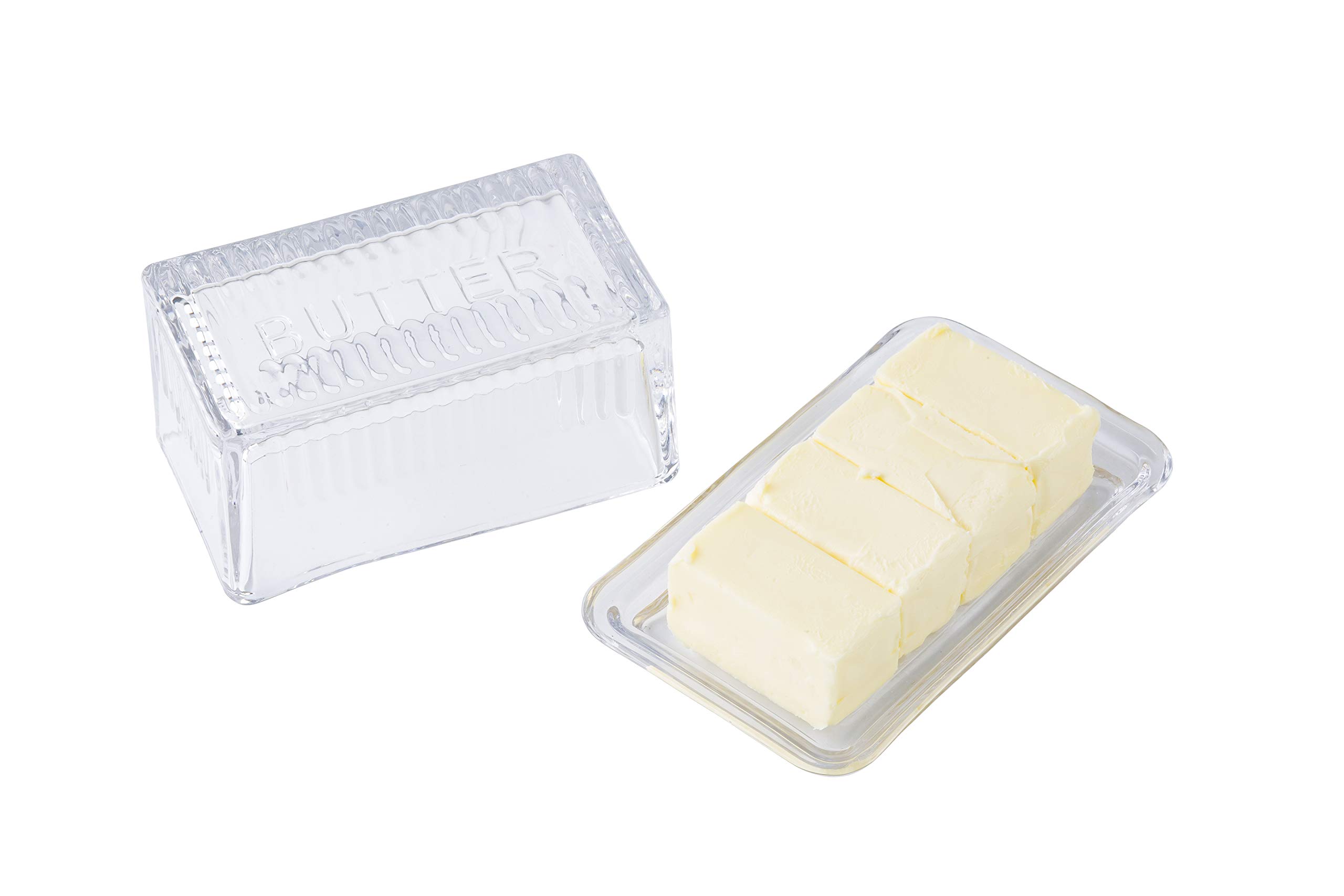 Tablecraft 10395 Plat double en verre transparent avec motif en relief 6,5 x 4 x 3,5 cm