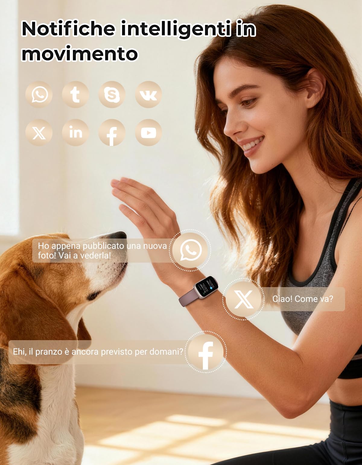 Smartwatch Donna Uomo, 1,47'' Orologio Smartwatch Piccolo con 24/7 Cardiofrequenzimetro, Sonno, Contapassi, Orologio Fitness Resistente 3 ATM Include 3 Cinturini per Android iOS, Oro rosa/Viola fumé