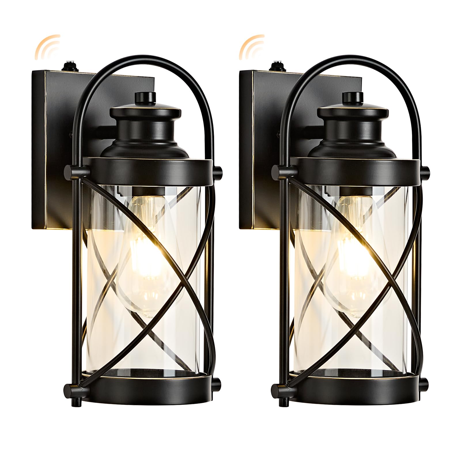 Dusk to Dawn Outdoor Wall Lights Fixtures, Waterproof Exterior Lighting Fixtures with Photocell Sensor,Vintage Black-Bronze Metal Cage Lantern Outside Lights for Porch Patio House Garage（2 Pack）-image-47