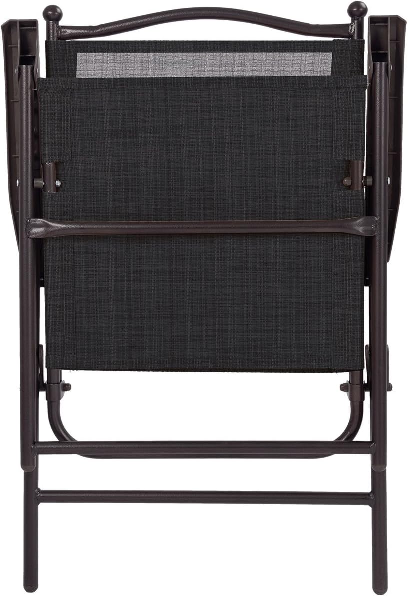 Giantex Set of 2 Patio Folding Chairs, Outdoor Patio Dining Chairs w/Armrest, Sling Back, Metal Frame, Outside Use for Lawn Camping Garden Pool Beach Yard Lounge, No Assembly, Black