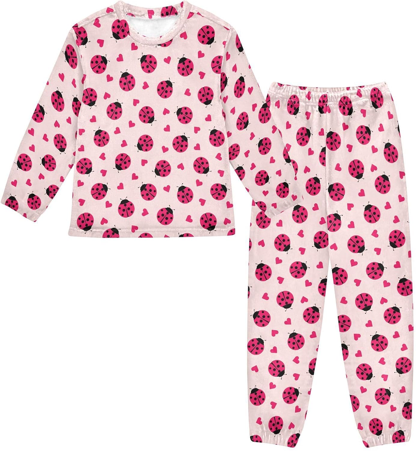 Fleece Pajamas Set Soft Winter Pjs Long Sleeve Sleepwear Loungewear Size 6-16 Years