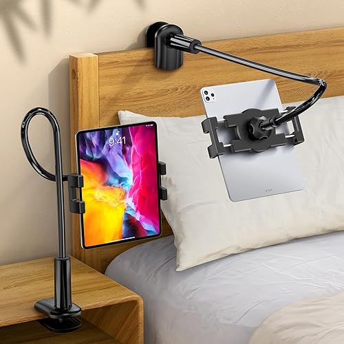 Soporte para tablet de cuello de cisne para cama, ajustable, flexible, de brazo largo, abrazadera de montaje en la mesa, compatible con iPad Air