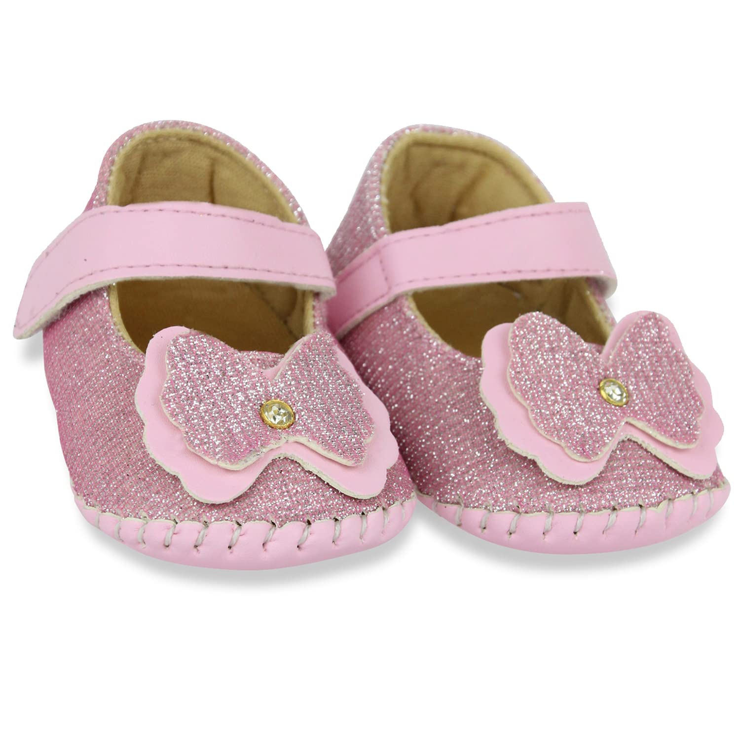 6 To 12 Months Baby Girls Synthetic Leather Floral Baby Sandal Booties-BT1687