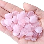 YATOJUZI 20PCS Rose Quartz Crystals Heart Natural Crystals and Healing Stones Pink Rose Quartz Hearts Stones Mini Pocket Reiki Gemstones Bulk Wholesale Valentines Day Gifts for Women