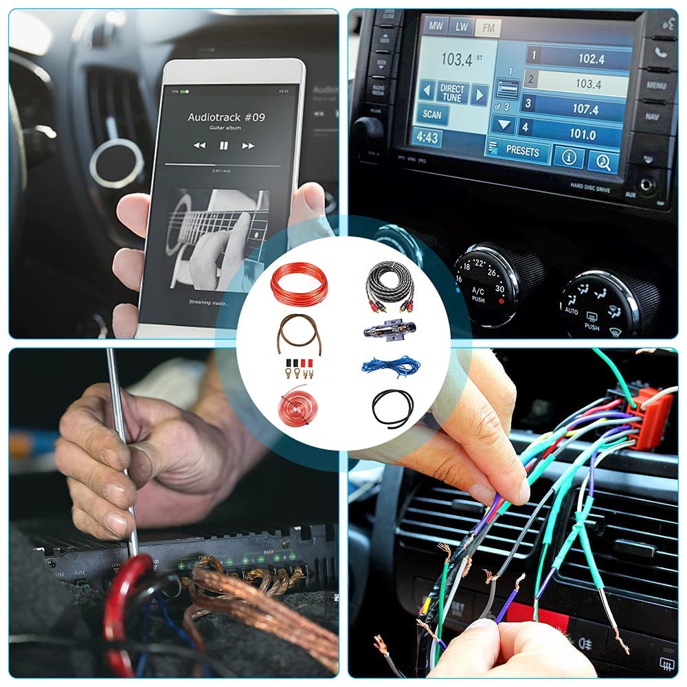 Kit di installazione Filo dell'Altoparlante, Cavo Amplificatore Audio per Auto 1000W con Cavo di Collegamento
