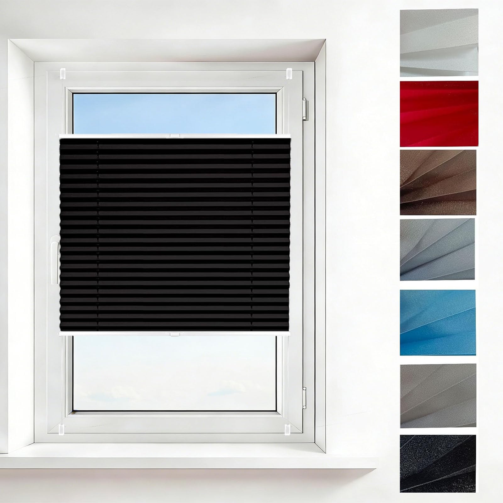 Store plissé semi-opaque noir ajustable 35x130 cm