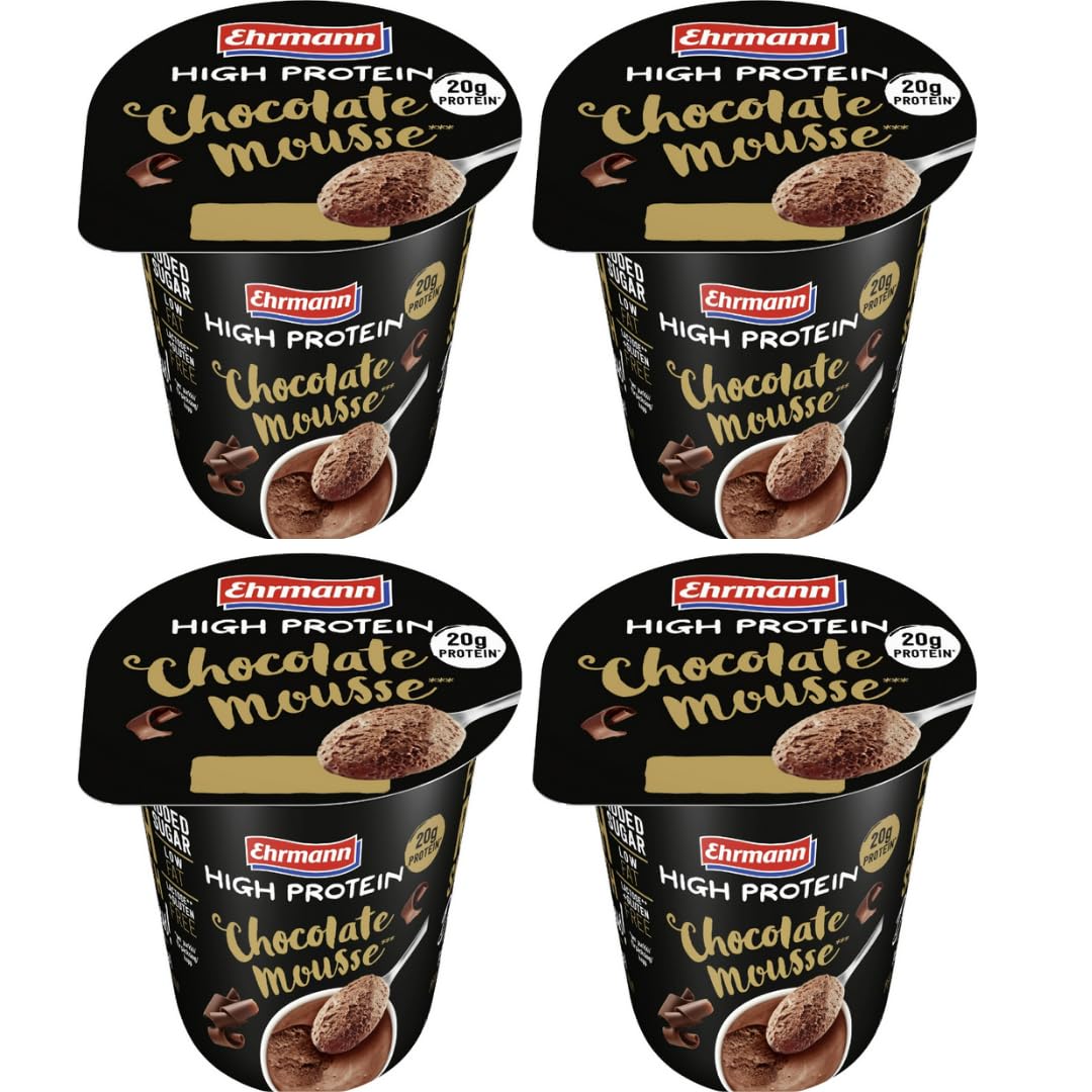 Ehrmann High Protein Mousse au Chocolat 200 gramm x 4 Stück [Frischegarantie]
