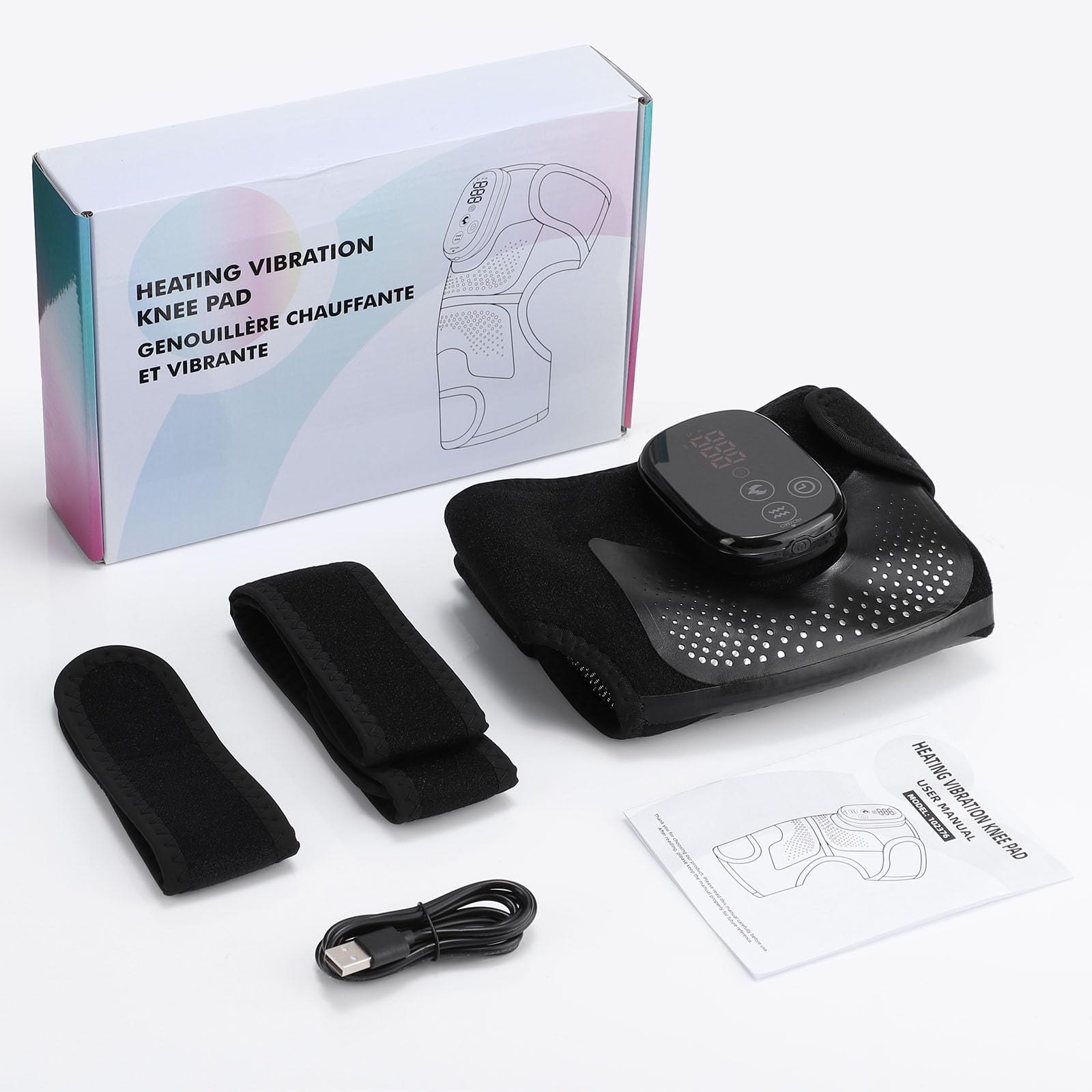 Rodillera Térmica Inalámbrica Con Luz Roja Y Pantalla Táctil, Almohadilla Para Hombro Codo Portátil Con 5 Niveles De Calor, 3 Modos De Masaje Y Temporizador, Batería Integrada 5000mAh, 4 Motores