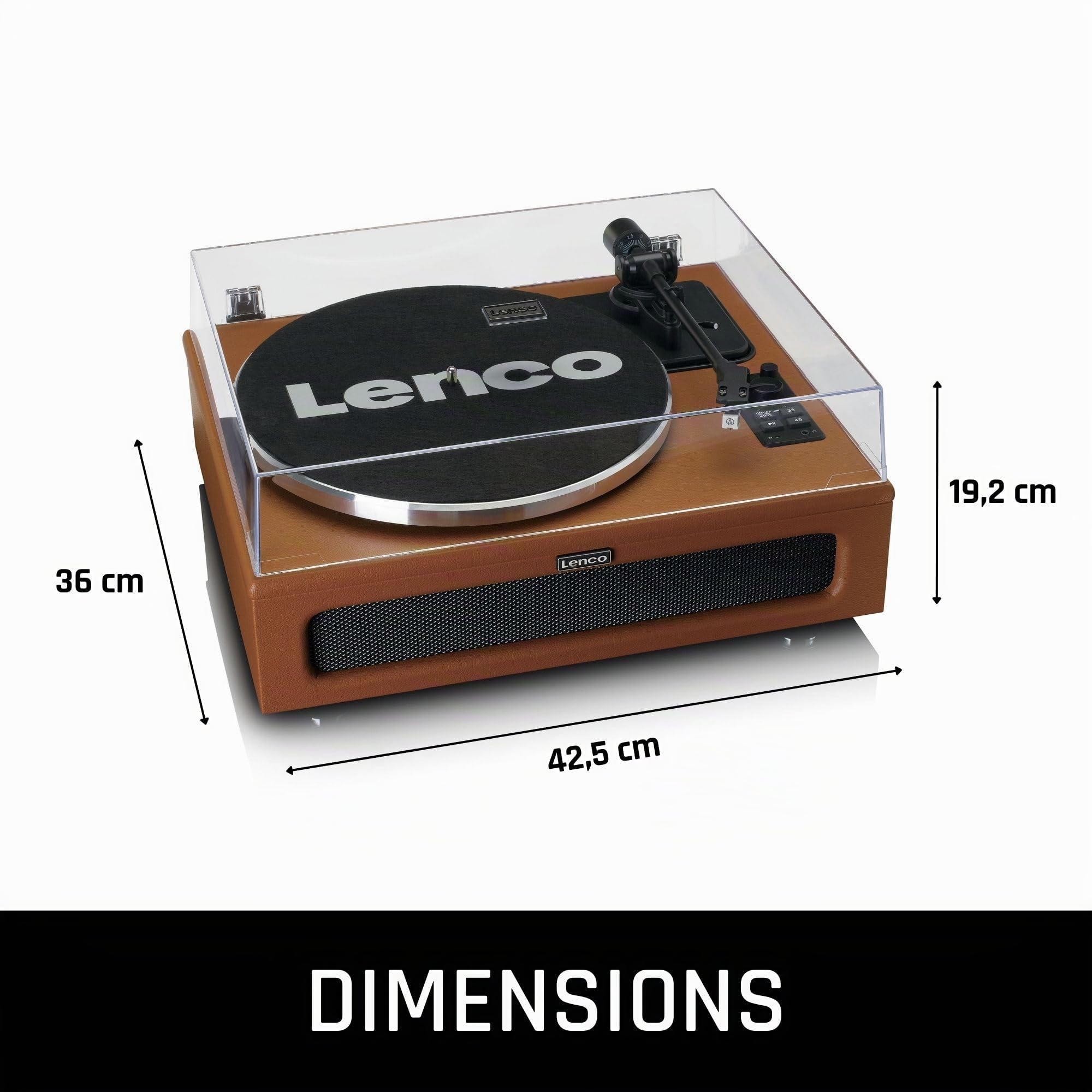 Lenco LS-430 Vinyle, Platine Vinyle, Tourne Disque, Platine Vinyle Bluetooth - haut-parleurs intégrés 40 W RMS - entraînement par courroie - contrôle de tonalité - préampli - RCA et AUX - marron