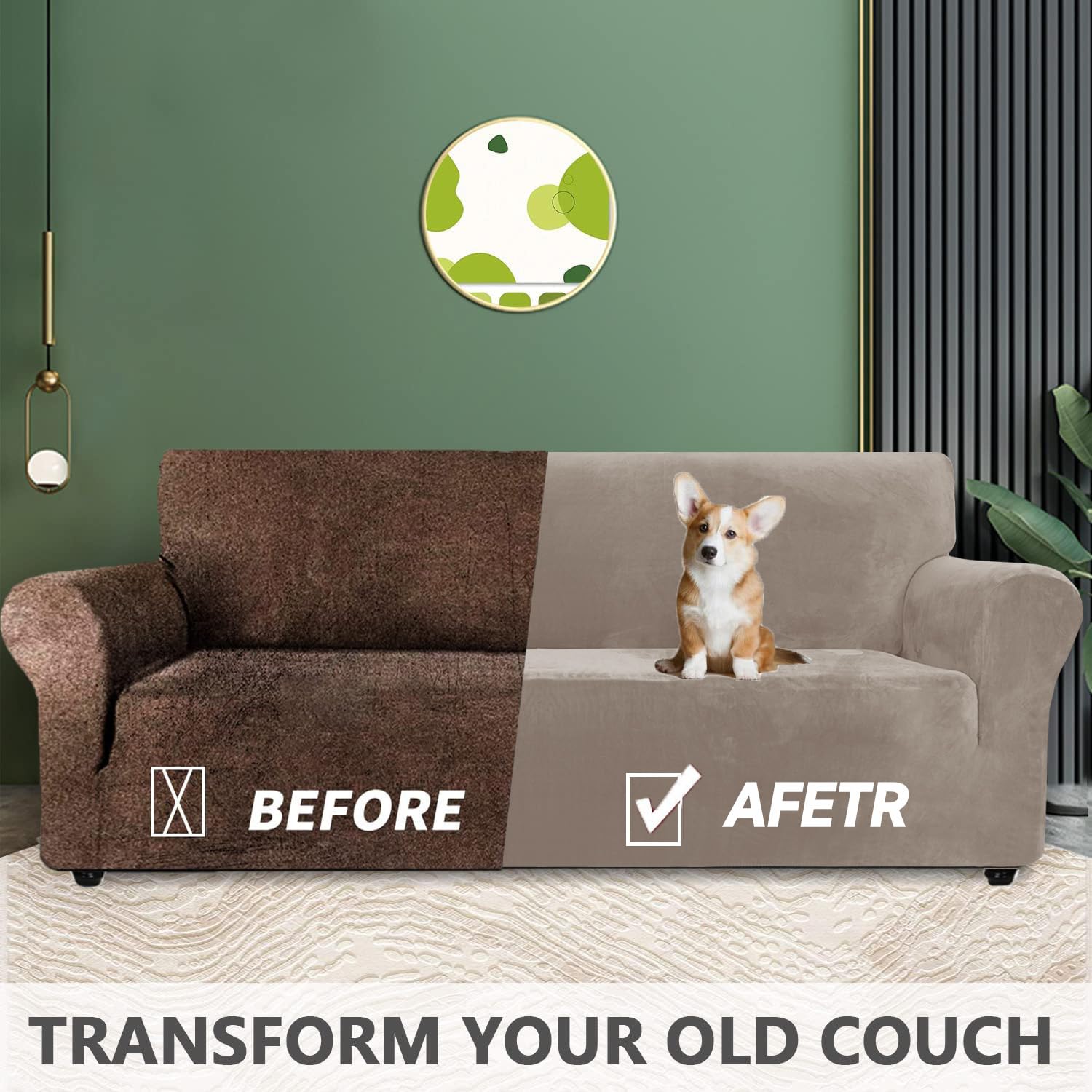 YSTELLAA Copridivano in Velluto, Copri Divano 2 Posti con Braccioli, Copridivano AntiGraffio Gatto, Copridivano Elasticizzato Universale Copridivani Antimacchia Lavabile Antiscivolo, Cachi