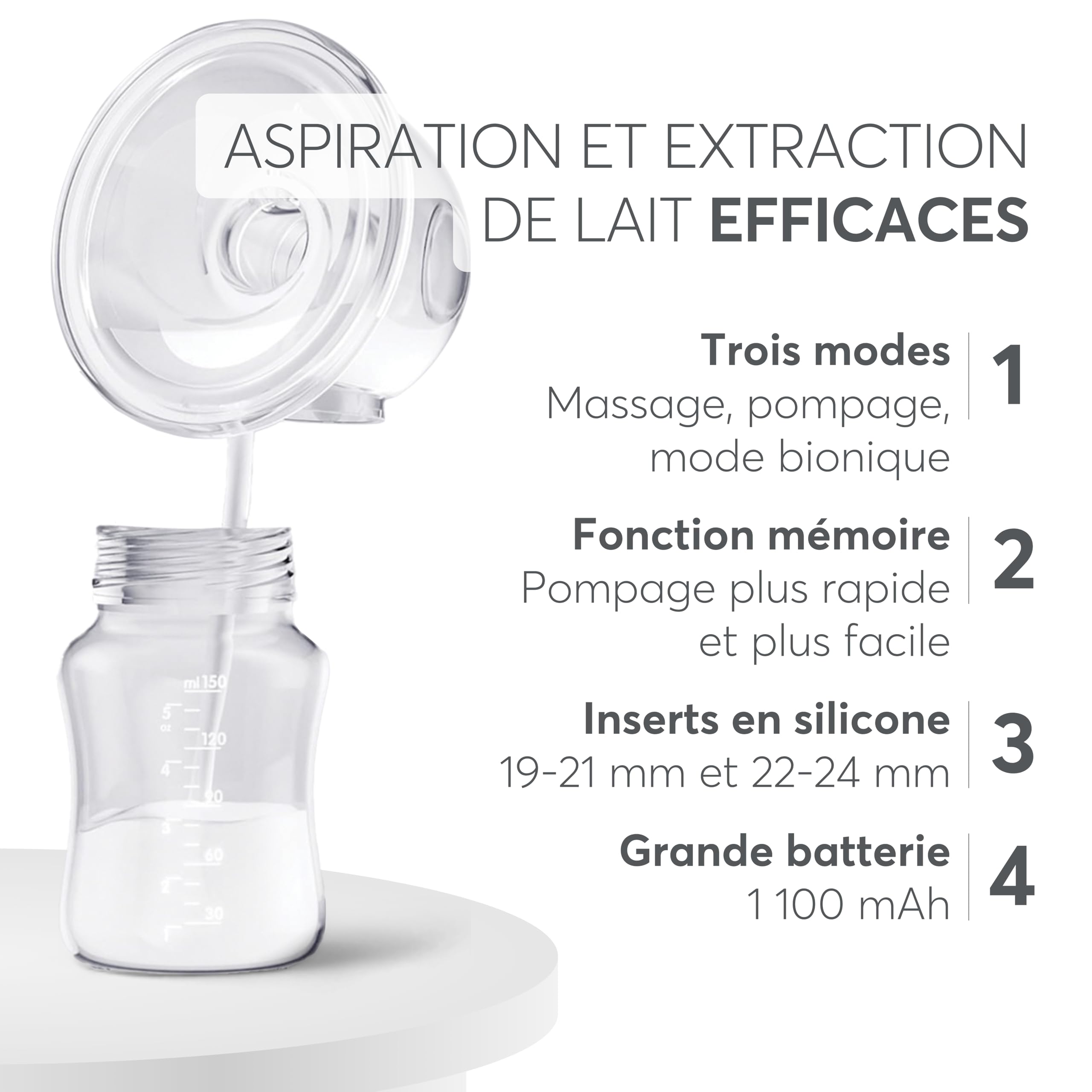 KikkaBoo Tire Lait Électrique Main Libre NOA, Tire Lait Portable Avec 3 Modes Et 9 Niveaux, Affichage LED, Fonction Mémoire, Sans BPA, Facile À Nettoyer, Menthe