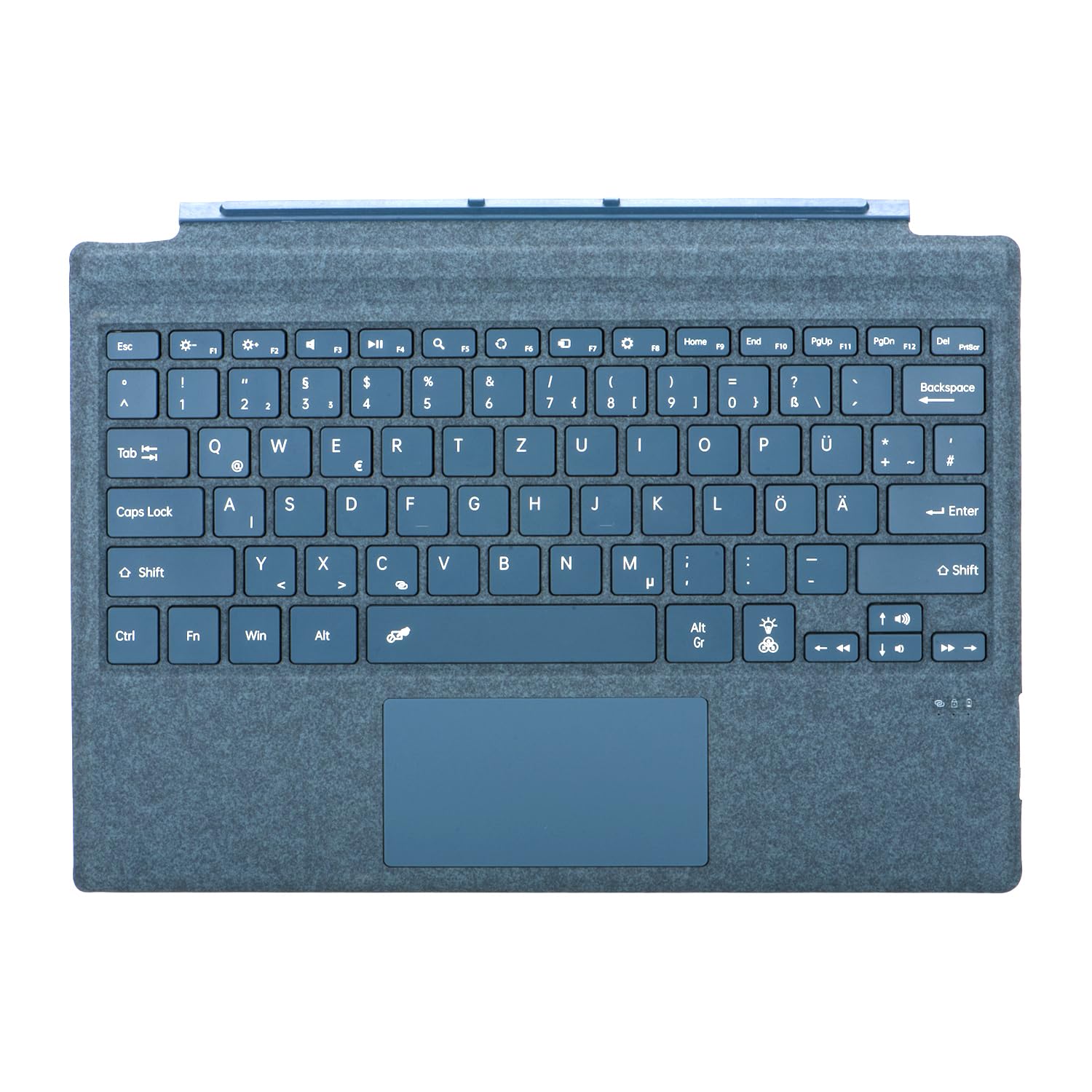 Deutsche QWERTZ Layout Tastatur für Microsoft Surface Pro 7+/7/6/5/4/3, 12.3 Zoll - Ultraflaches, beleuchtetes Bluetooth Type Cover mit Multi-Touchpad, aufladbar (Kobaltblau)