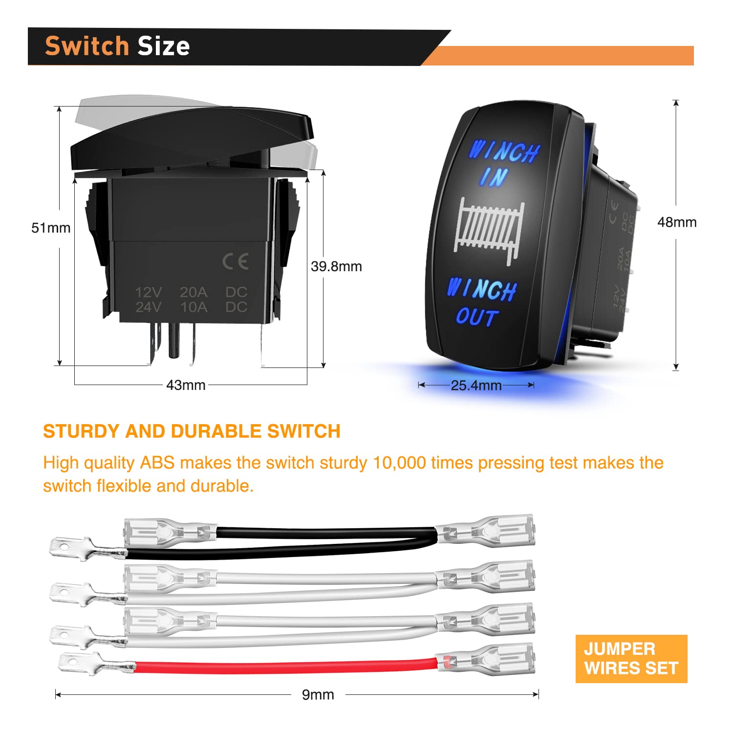 Snapklik.com : Winch Rocker Switch Momentary Toggle Switch ON Off ON ...