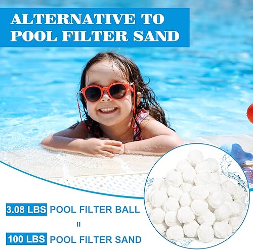 Miniatura 3 de pyntop Bolas de filtro de piscina de 3.08 libras para filtro de arena, filtros de arena de piscina para piscina sobre el suelo, bolas de filtro de