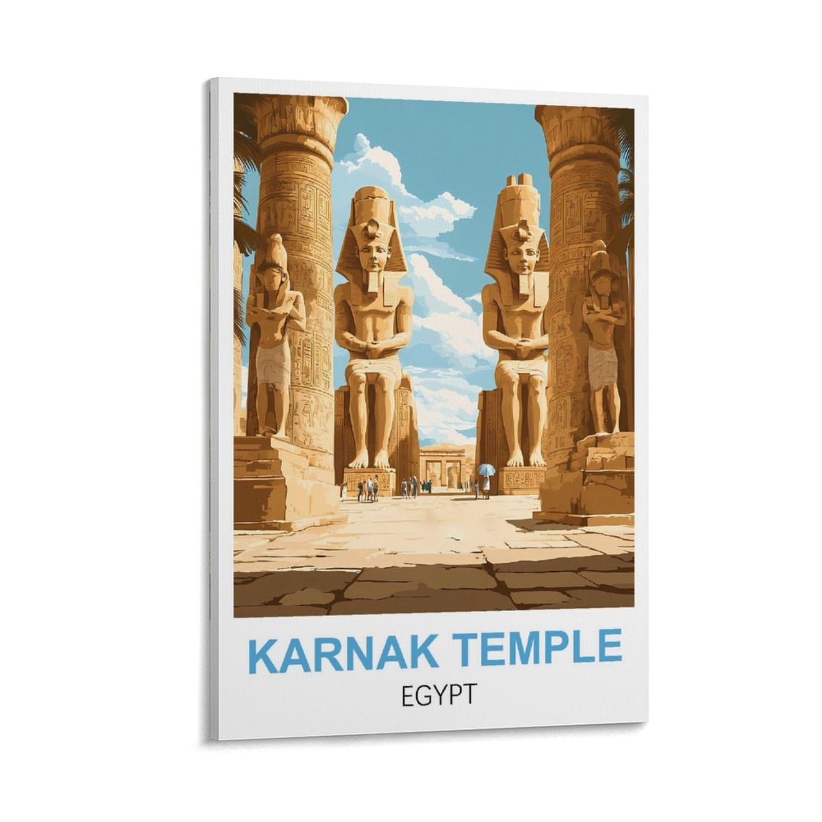 FJIWECWSQ Karnak Temple Egypt Vintage Travel Poster 08x12inch(20x30cm) Canvas Wall Art Painting Prints