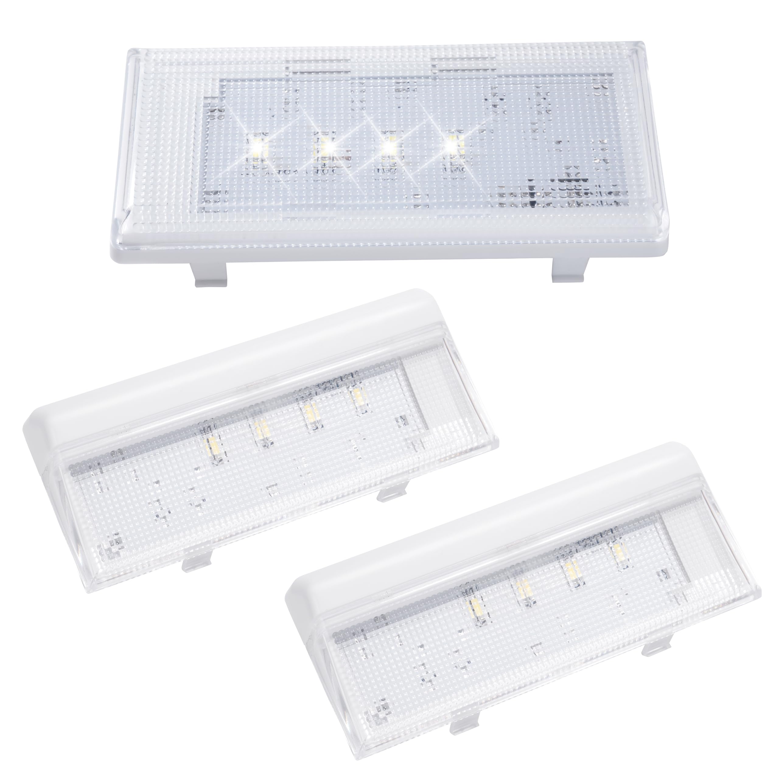 Juego de luces LED para refrigerador. Incluye tres luces LED compatibles con refrigeradores Whirl Pool. WRS322FNAH01, WRS325FDAB04, WRS325FDAB05, WRS325FDAB06, WRS325FDAM01, WRS325FDAM02, WRS325FDAM04.