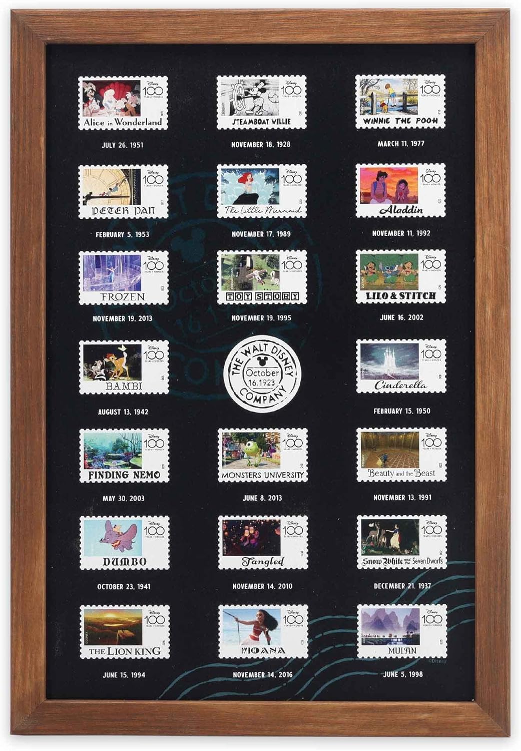 Disney Collector Replica Stamps Framed Wood Wall Decor