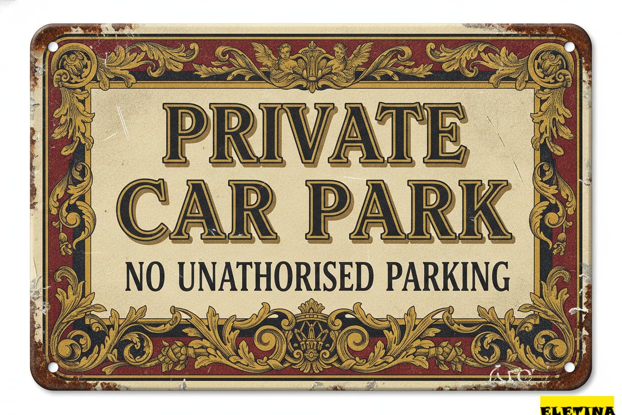Private Car Park Warning Metal Art Tin Sign UV Protected Rust Free Fade Resistant Bar Garage Cafes Home 8x12in