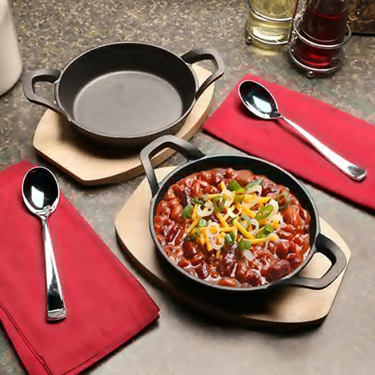 Zerodeko Padella in Legno e Ferro Resistente al Bruciato, Facile da Pulire, Mini Padella per Frittate Doppio Manico, per Barbecue e Cucina Quotidiana