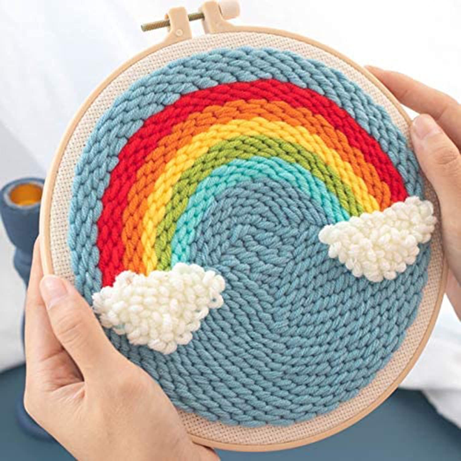 Nyganmelloz Punch Embroidery Kits Cross Stitch Kits Children's hand embroidery kit Beginners DIY Needlework Wool Punch Needle Poke Embroidery Kit